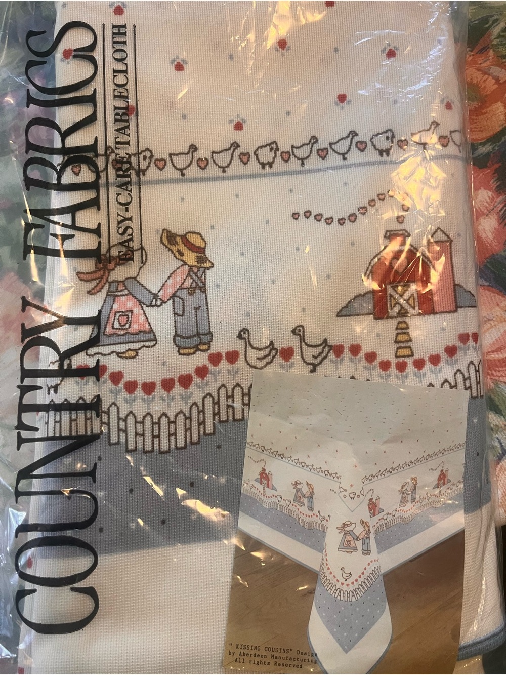Country Farmhouse Printed Tablecloth - NEVER BEEN OPENED
